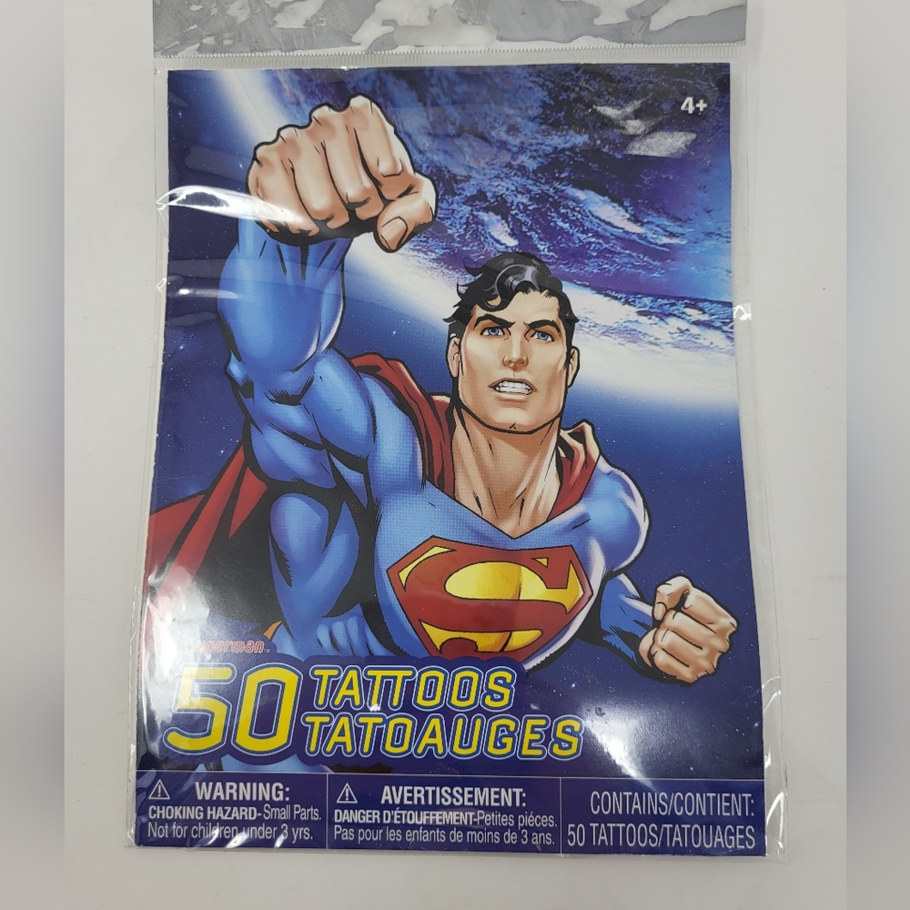 50 Temporary Superman Tattoos‎ Made in USA Ages 4+